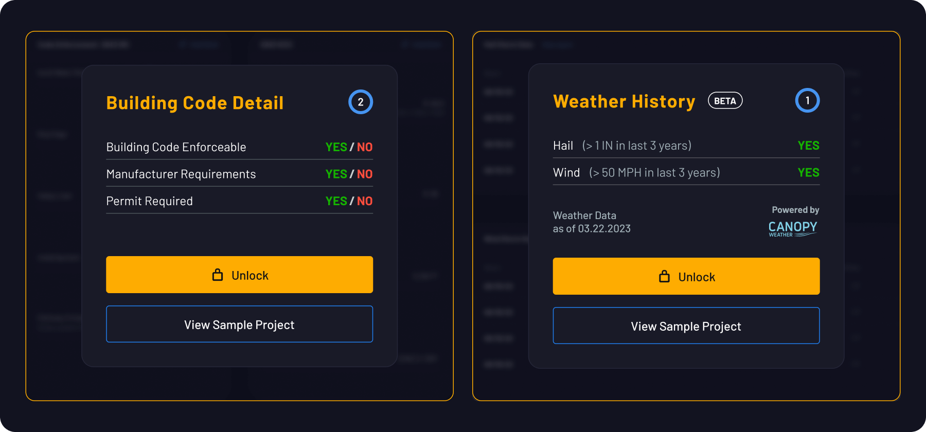 Weather Data provided by Canopy Weather in OneClick Code