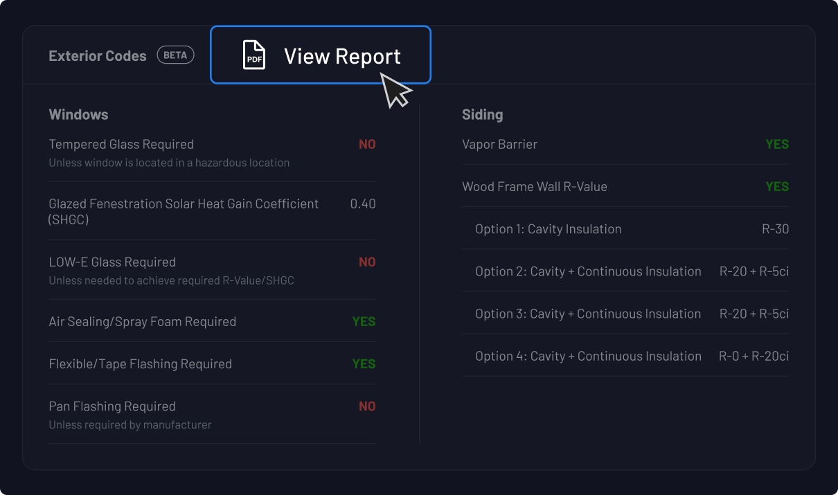 Everything you need to know about Exterior Codes Report (Beta)