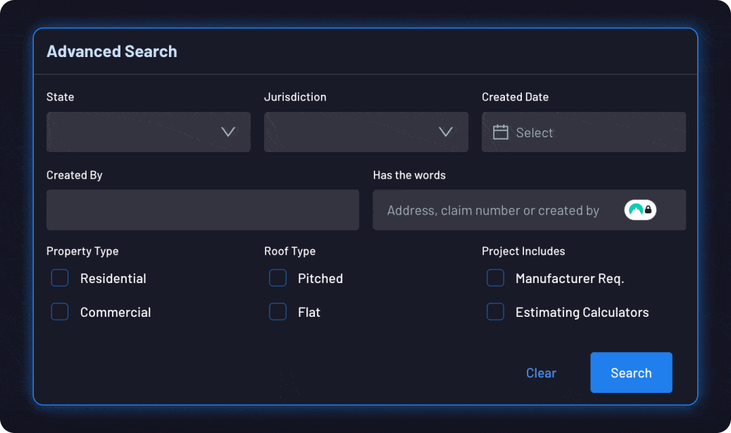 Advanced Search on the Project Dashboard