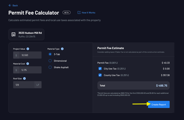 filled out permit calc arrow