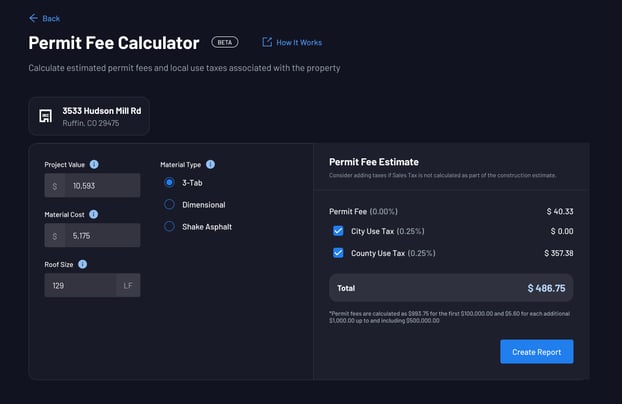 filled out permit calc